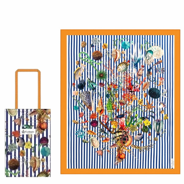 Pareo Blau Weiß Gestreift Orange