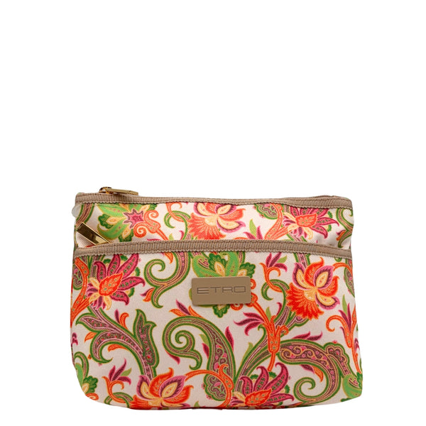 Etro Kulturtasche Orange Flower Envelope Medium Double Zipper