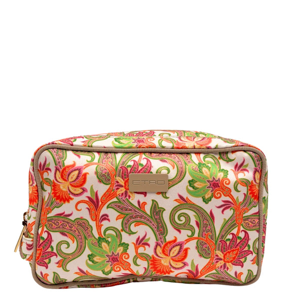 Etro Kulturtasche Orange Flower Double Zipper