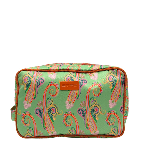 Etro Kulturtasche Paisley Green Double Zipper