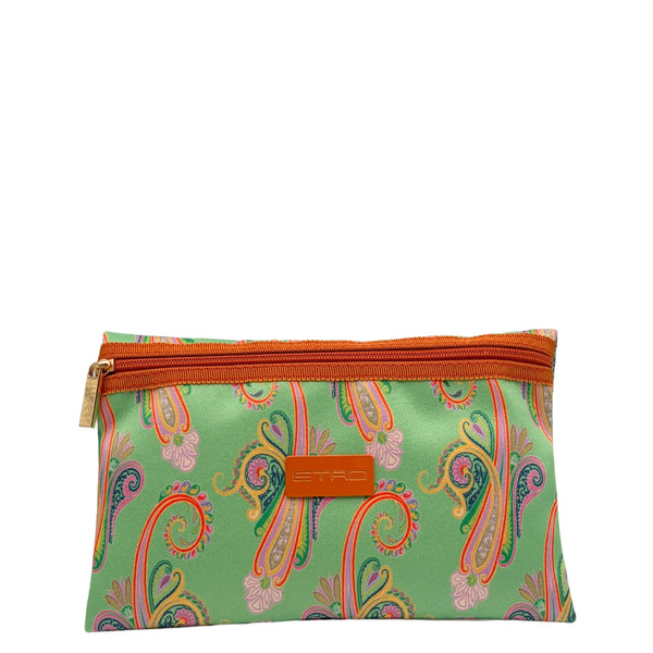 Etro Kulturtasche Paisley Green Envelope Small Zipper