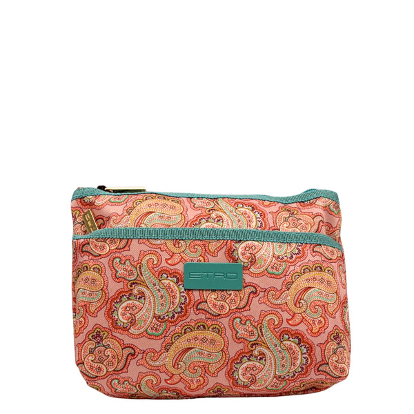 Etro Kulturtasche Paisley Pink Envelope Medium Double Zipper