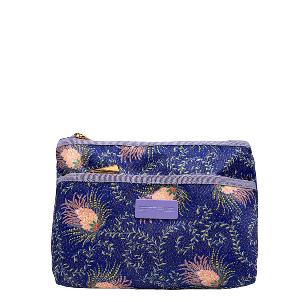 Etro Kulturtasche Violet Flower Envelope Medium Double Zipper