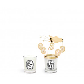 Diptyque Holiday Carousel Set with two Candles: Roses & Mimosa 70 gr 